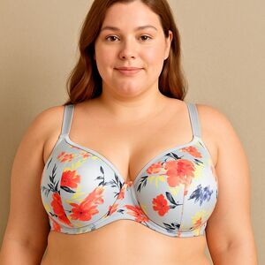 Cacique Bra 36G Full Coverage Lightly Lined Underwire Balconette Blue Floral